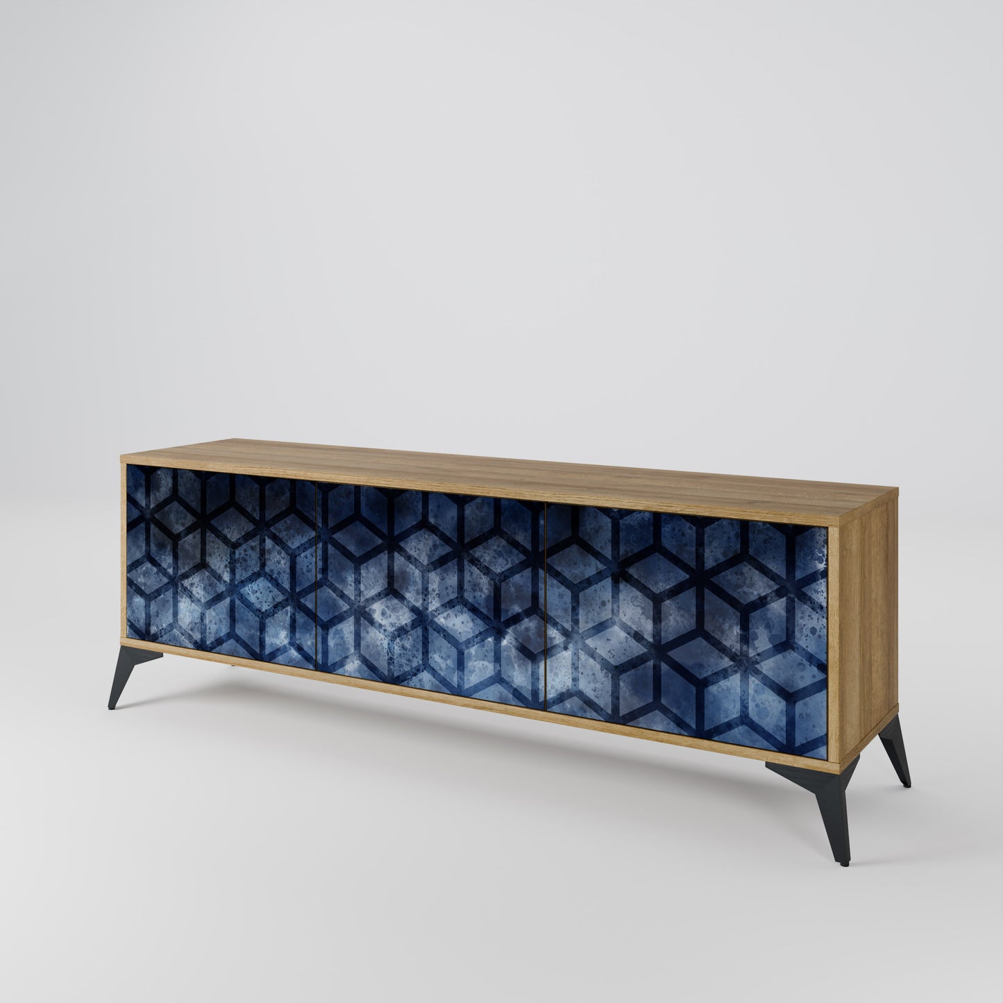 CUBIC MIST 3-Door TV Stand in Oak Effect