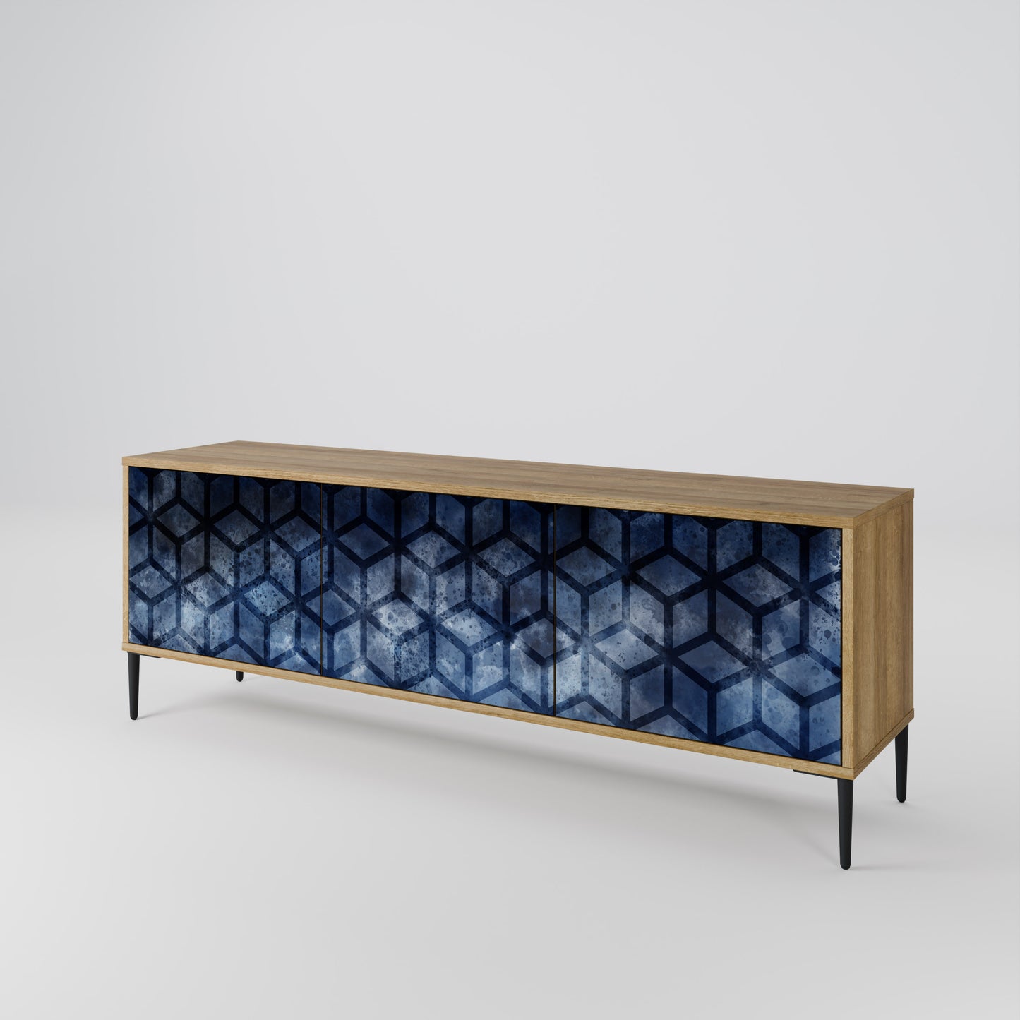 CUBIC MIST 3-Door TV Stand in Oak Effect