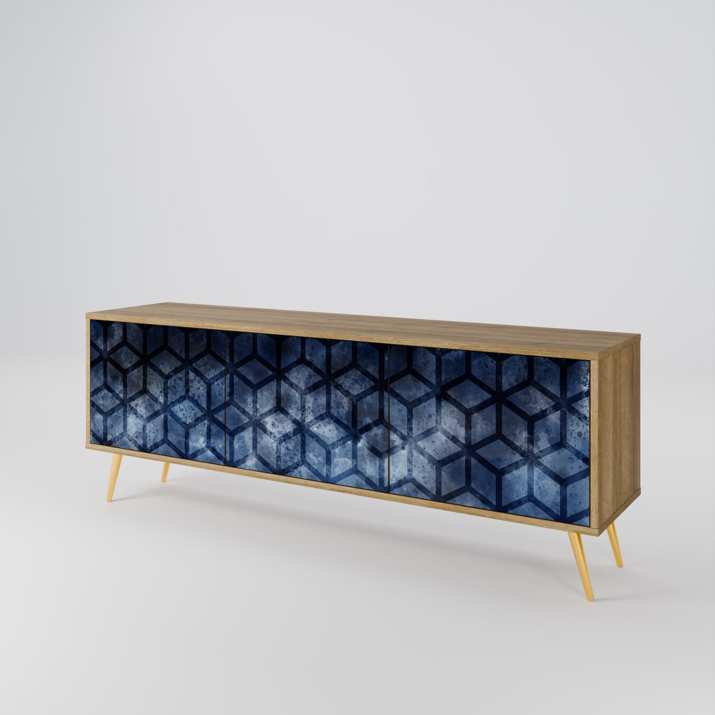 CUBIC MIST 3-Door TV Stand in Oak Effect