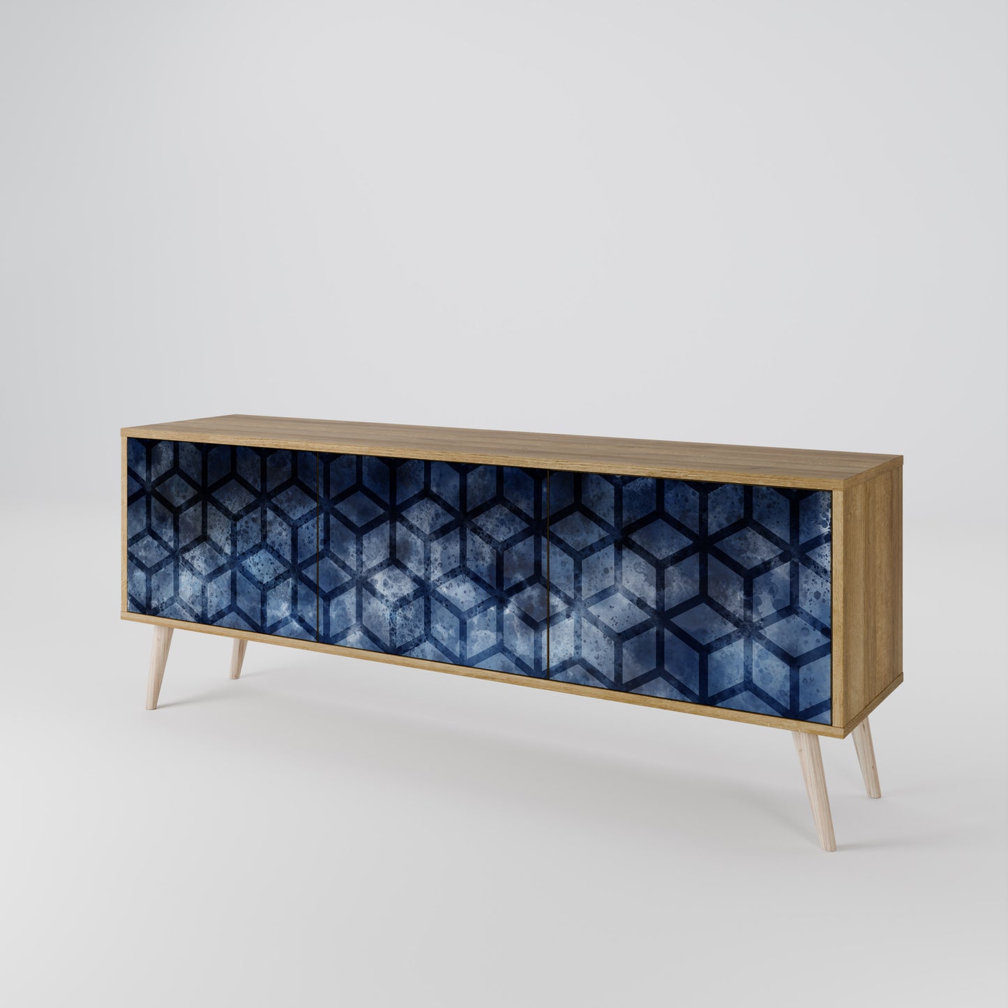 CUBIC MIST 3-Door TV Stand in Oak Effect