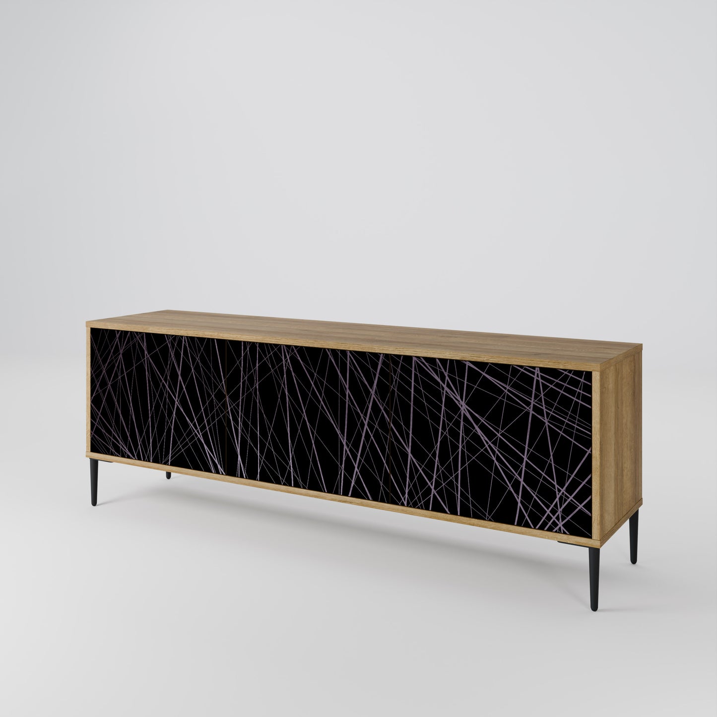 SHIMMER SPIDERGRAM 3-Door TV Stand in Oak Effect