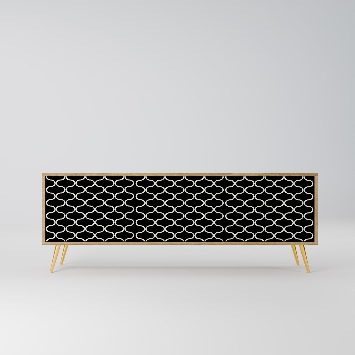 TESSELATED BLACKNESS 3-Door TV Stand in Oak Effect