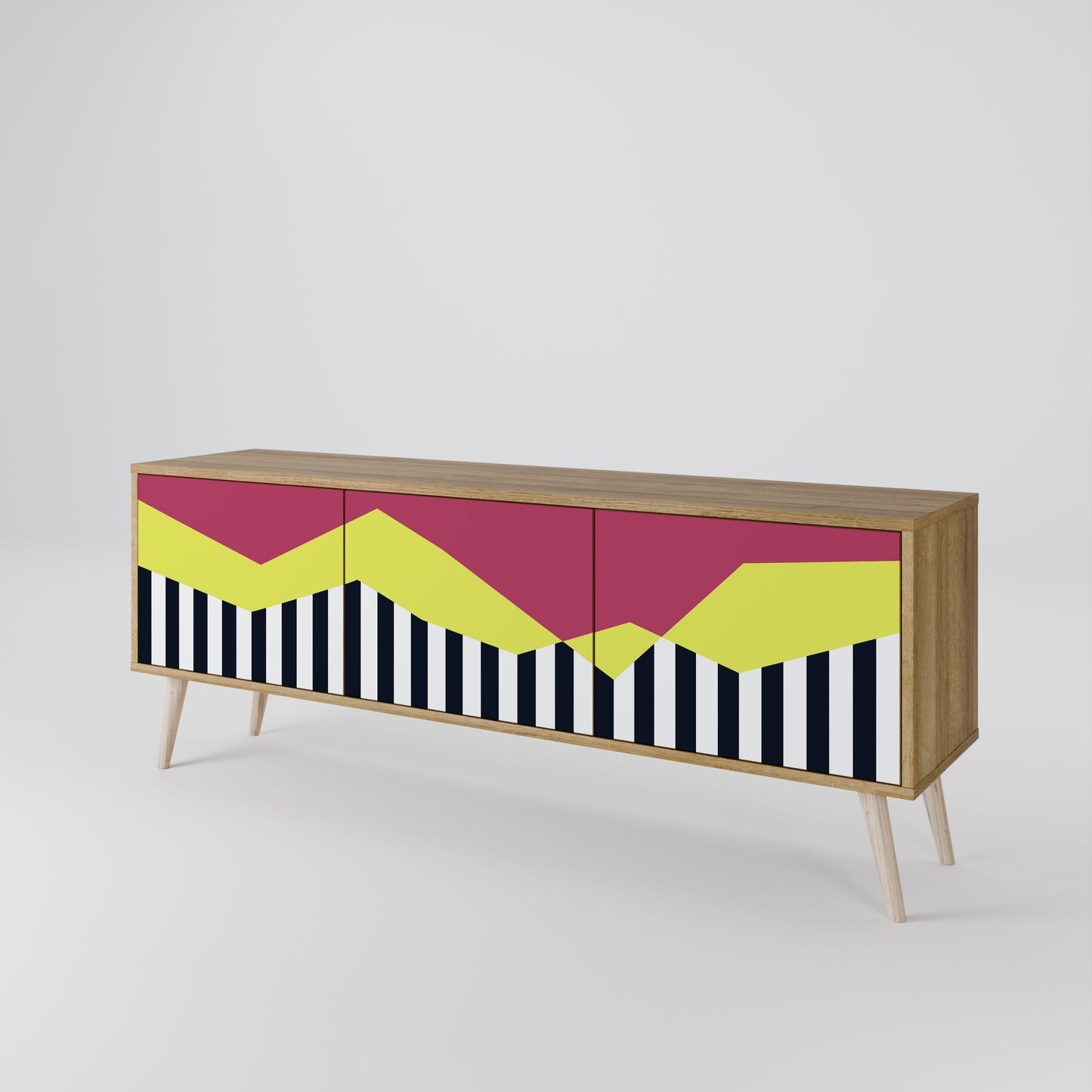 PIANO FANTASY 3-Door TV Stand in Oak Effect
