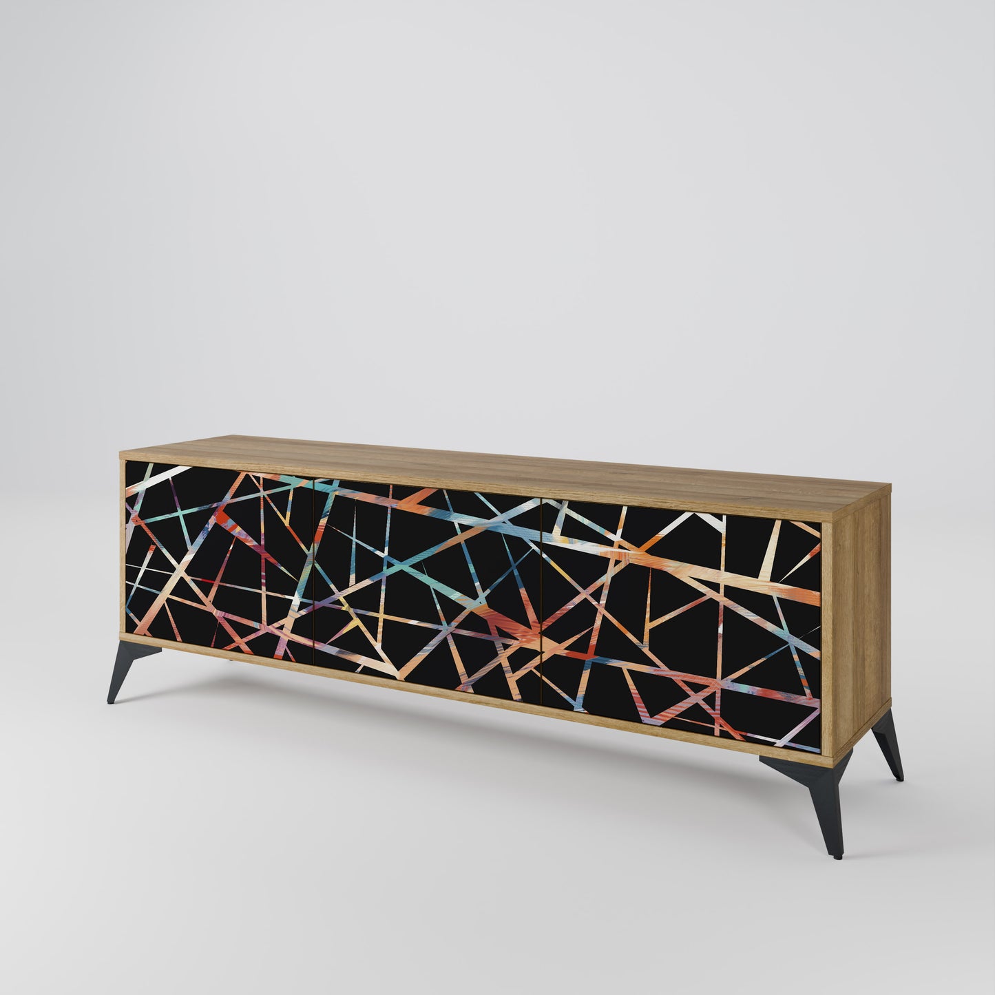POLYGON VERVE 3-Door TV Stand in Oak Effect