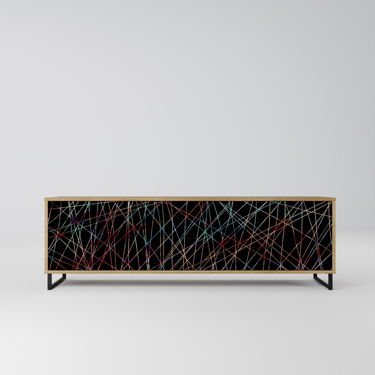 LUMINOUS SNARE 3-Door TV Stand in Oak Effect