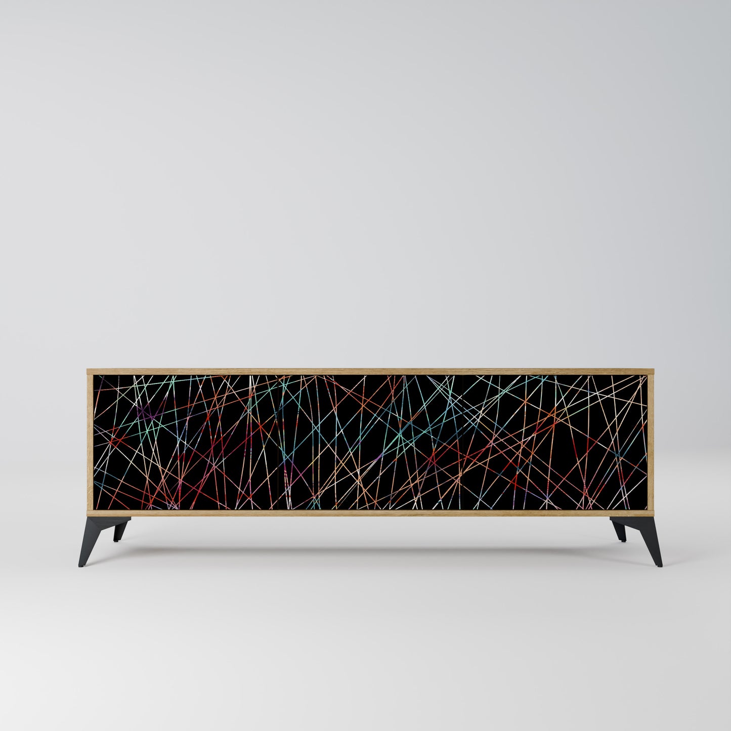 LUMINOUS SNARE 3-Door TV Stand in Oak Effect