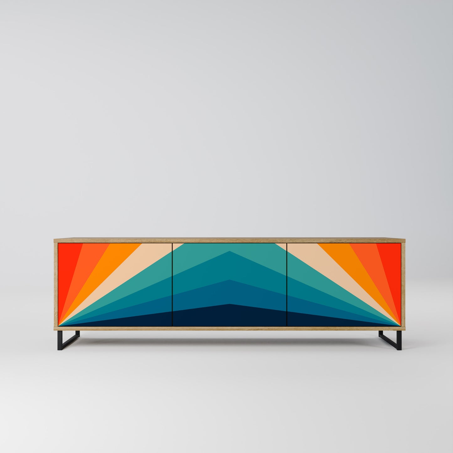 PRISM CONCUSSION 3-Door TV Stand in Oak Effect