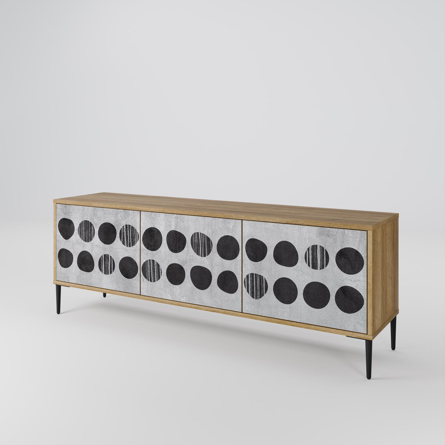 GHOSTLY GRADIENTS 3-Door TV Stand in Oak Effect
