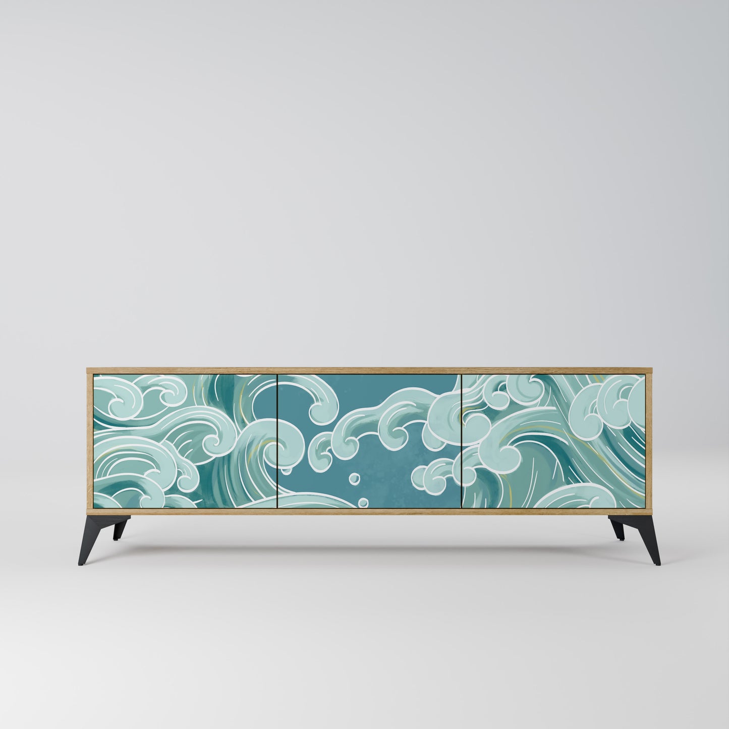 ASIAN SWAY 3-Door TV Stand in Oak Effect