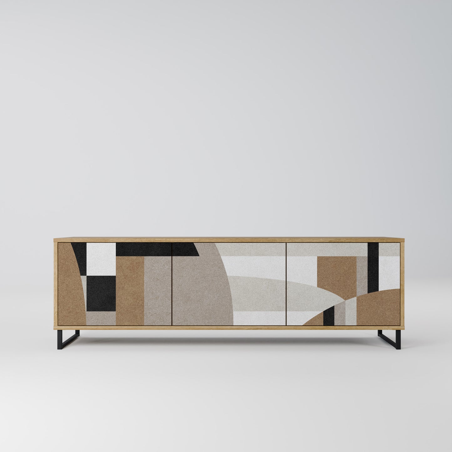 DELICATE MEMENTO 3-Door TV Stand in Oak Effect