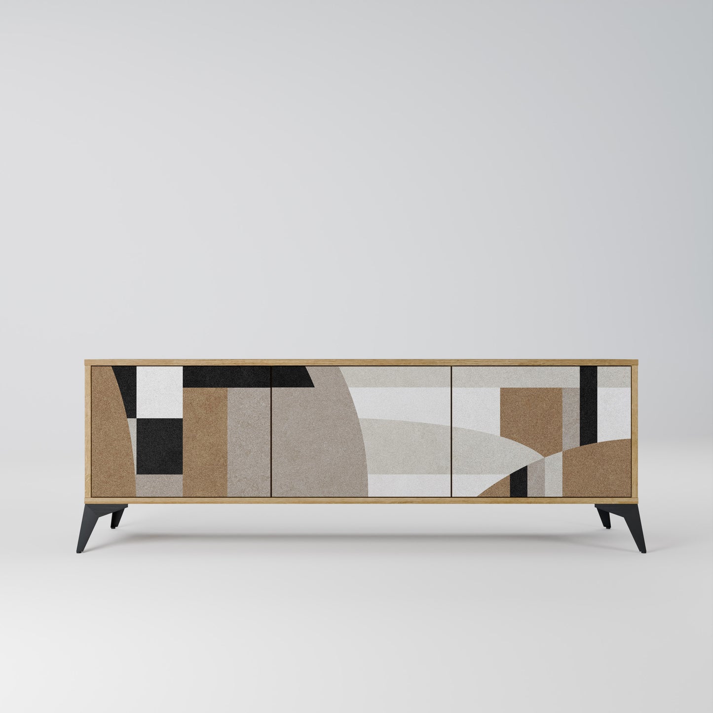 DELICATE MEMENTO 3-Door TV Stand in Oak Effect