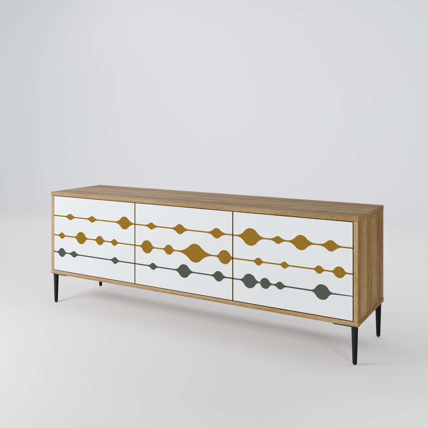 VIVID TONE 3-Door TV Stand in Oak Effect