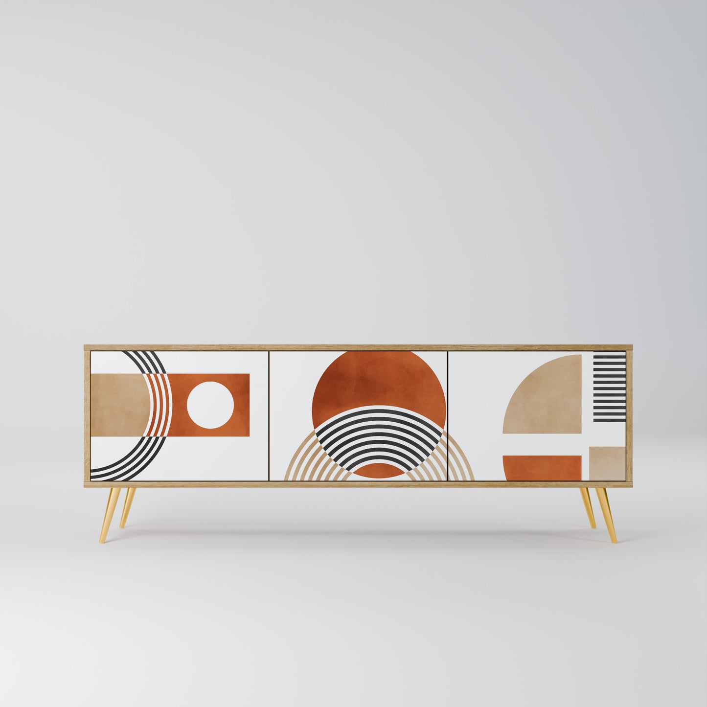 CIRCLE RHYTM 3-Door TV Stand in Oak Effect