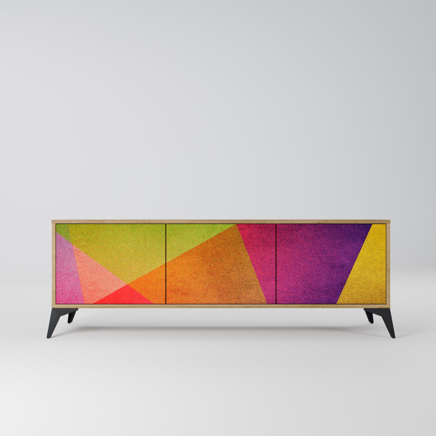 VIVID GEOMETRY 3-Door TV Stand in Oak Effect