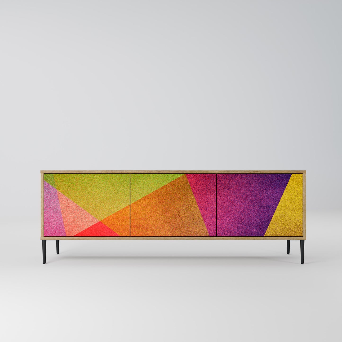 VIVID GEOMETRY 3-Door TV Stand in Oak Effect