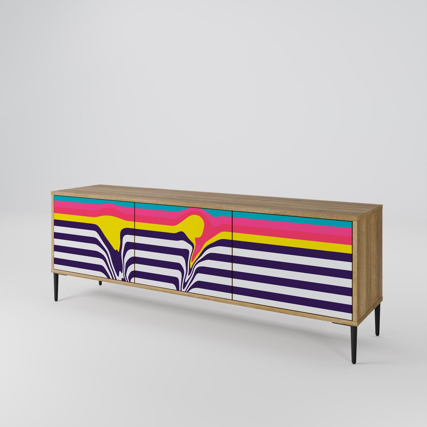 TONE COLLAPSE 3-Door TV Stand in Oak Effect