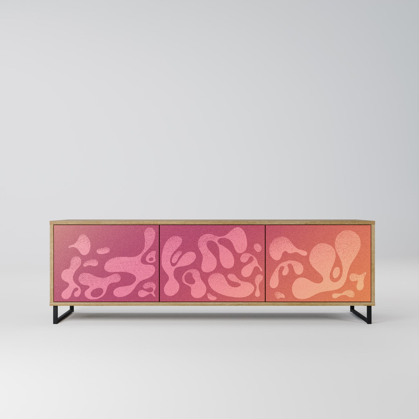 IRREGULAR PINK 3-Door TV Stand in Oak Effect