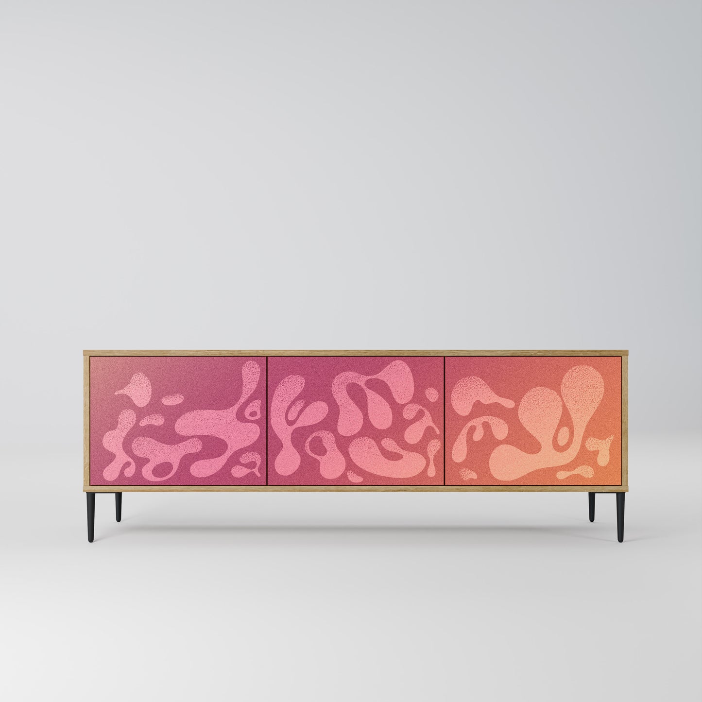 IRREGULAR PINK 3-Door TV Stand in Oak Effect