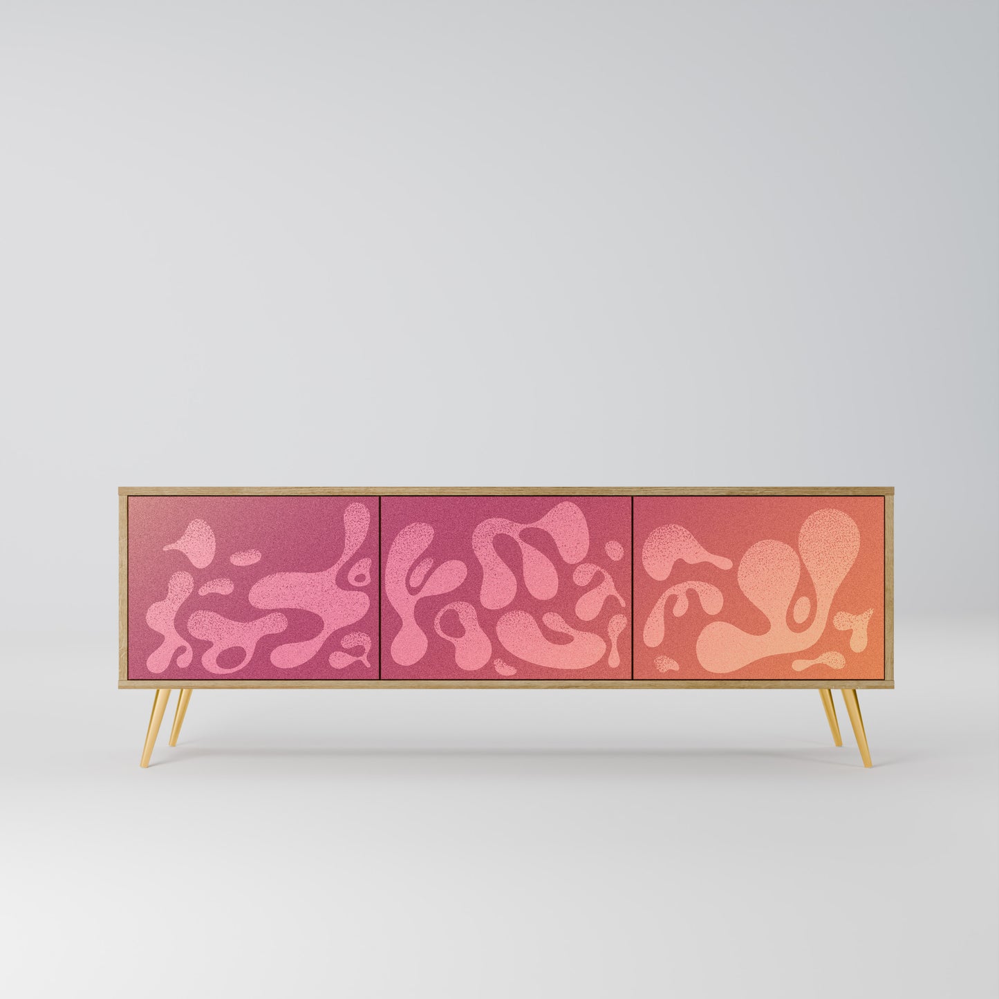 IRREGULAR PINK 3-Door TV Stand in Oak Effect