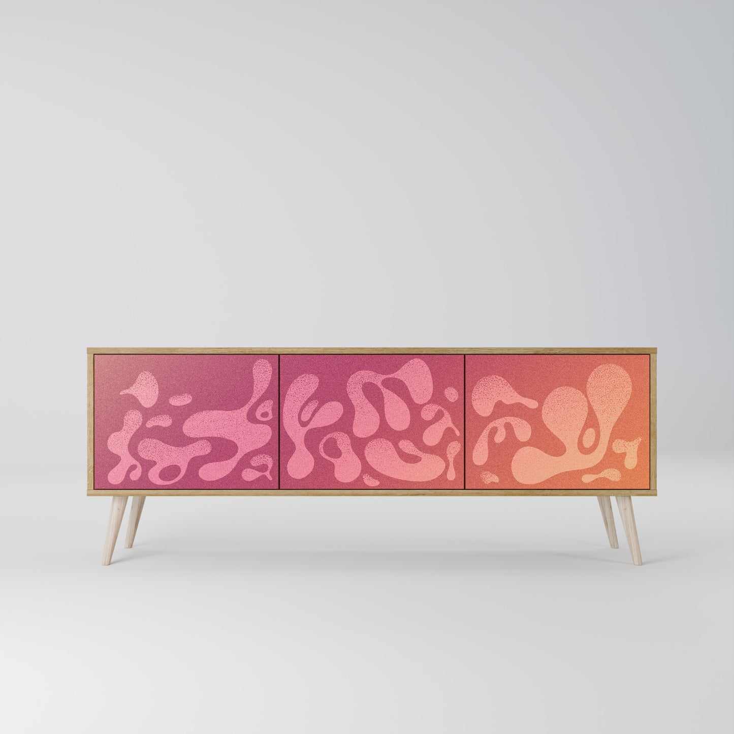 IRREGULAR PINK 3-Door TV Stand in Oak Effect