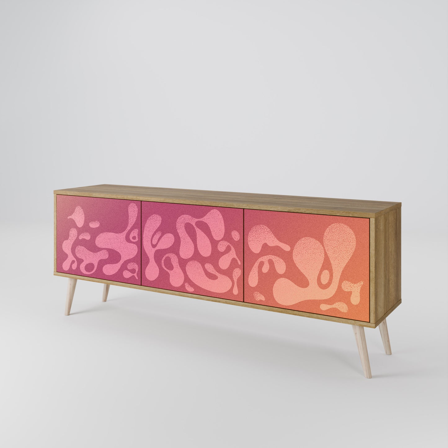 IRREGULAR PINK 3-Door TV Stand in Oak Effect