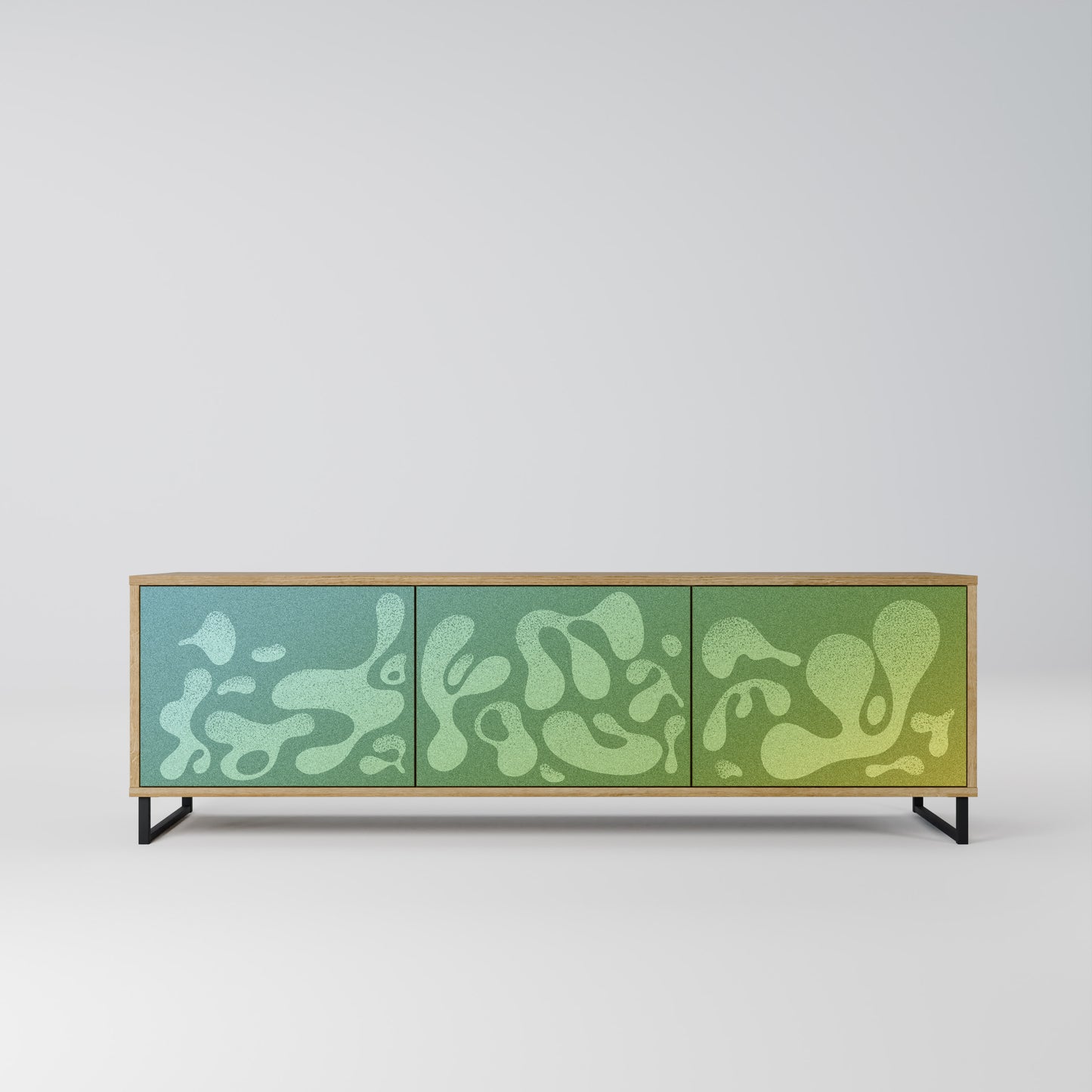 IRREGULAR BLUE 3-Door TV Stand in Oak Effect