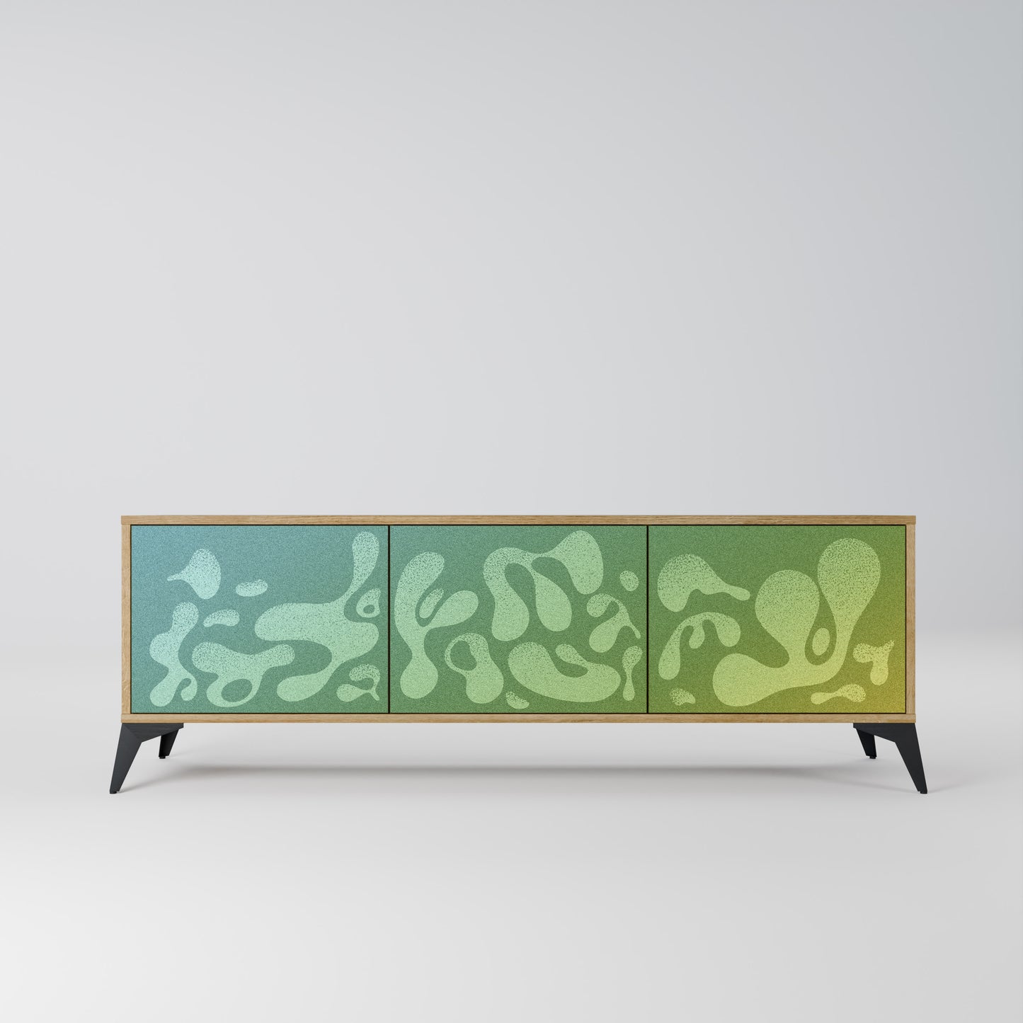 IRREGULAR BLUE 3-Door TV Stand in Oak Effect