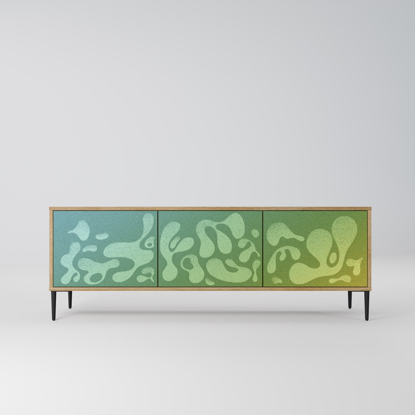 IRREGULAR BLUE 3-Door TV Stand in Oak Effect