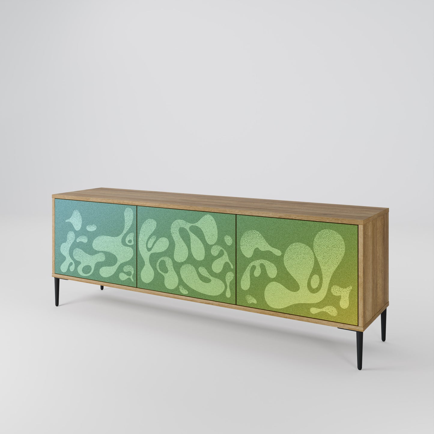 IRREGULAR BLUE 3-Door TV Stand in Oak Effect