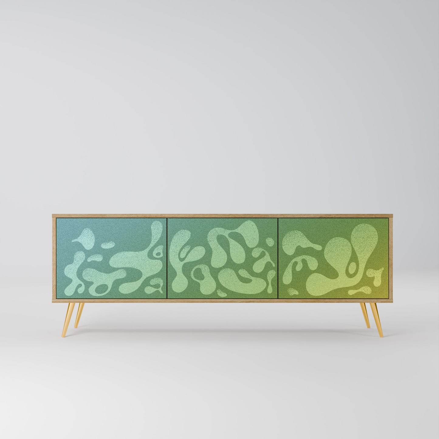 IRREGULAR BLUE 3-Door TV Stand in Oak Effect