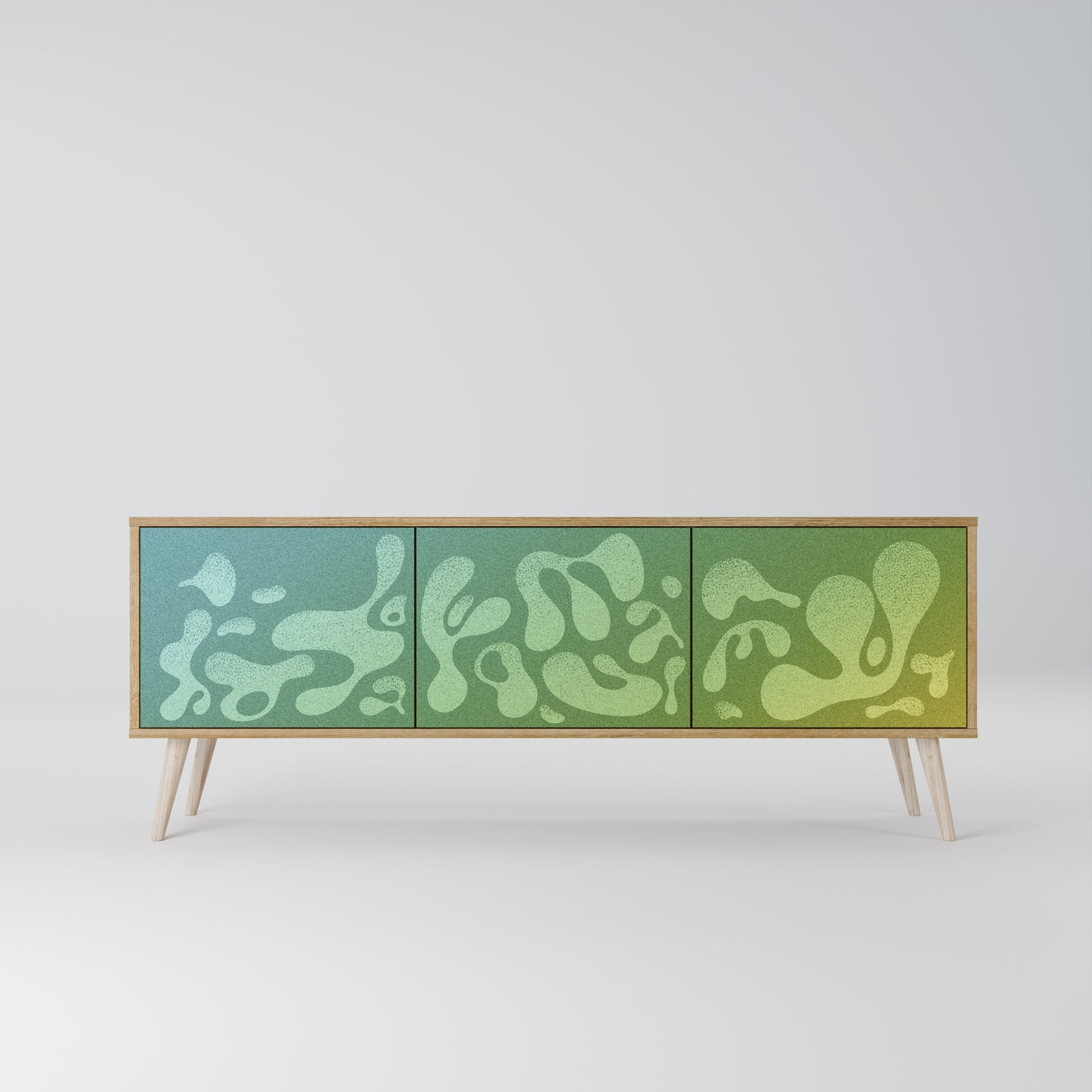 IRREGULAR BLUE 3-Door TV Stand in Oak Effect
