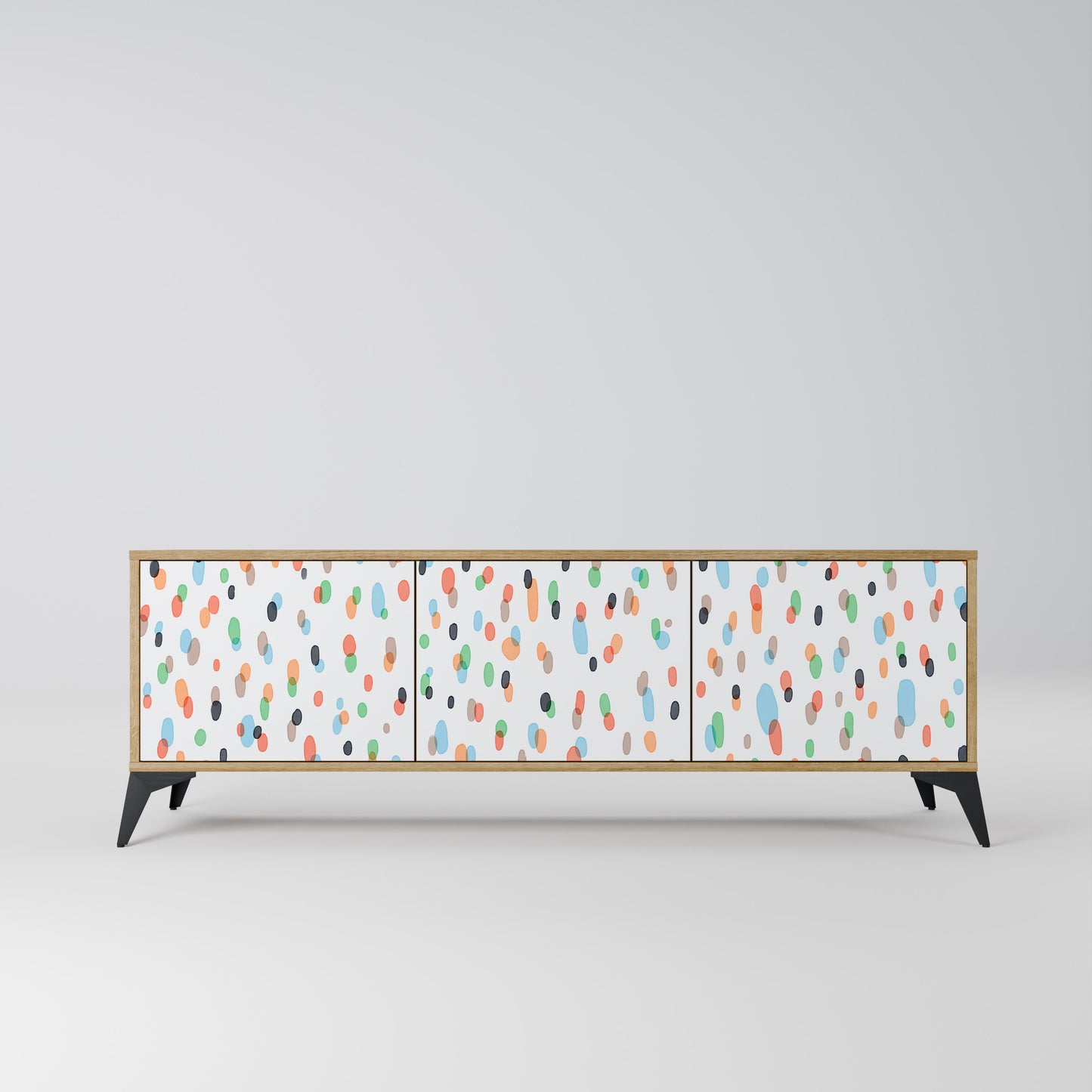 ENERGETIC SPOTS 3-Door TV Stand in Oak Effect
