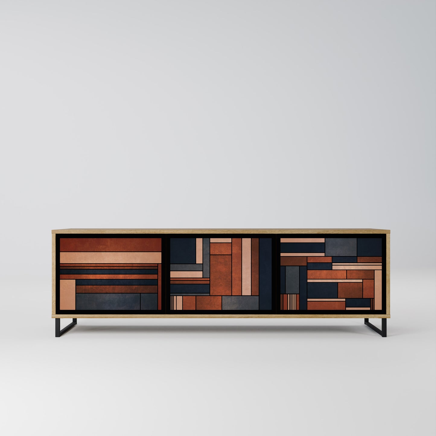 INTREPID FORMATION 3-Door TV Stand in Oak Effect