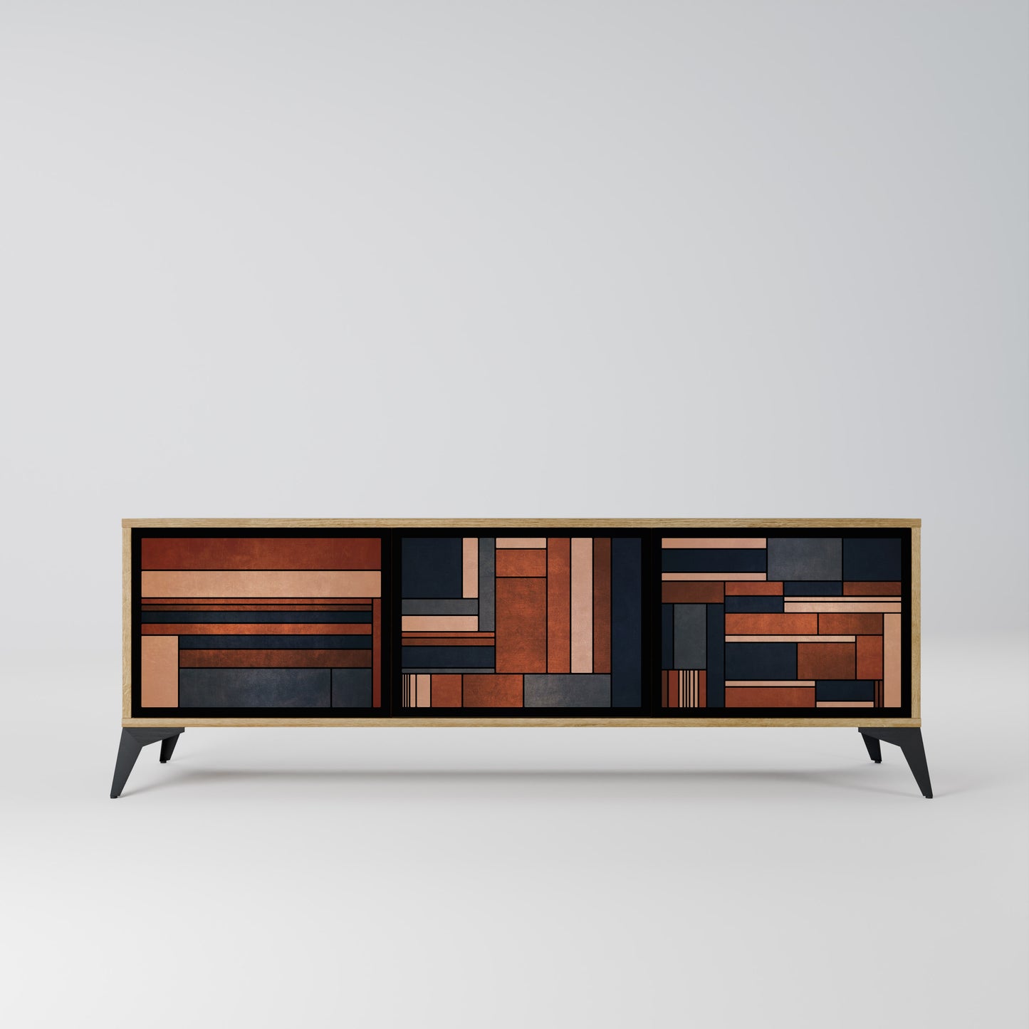 INTREPID FORMATION 3-Door TV Stand in Oak Effect