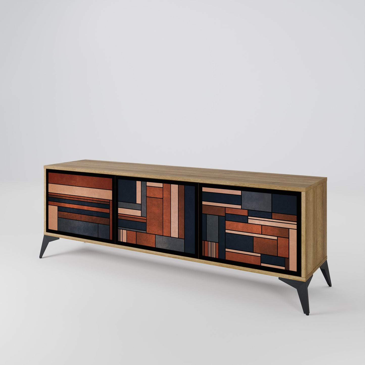 INTREPID FORMATION 3-Door TV Stand in Oak Effect