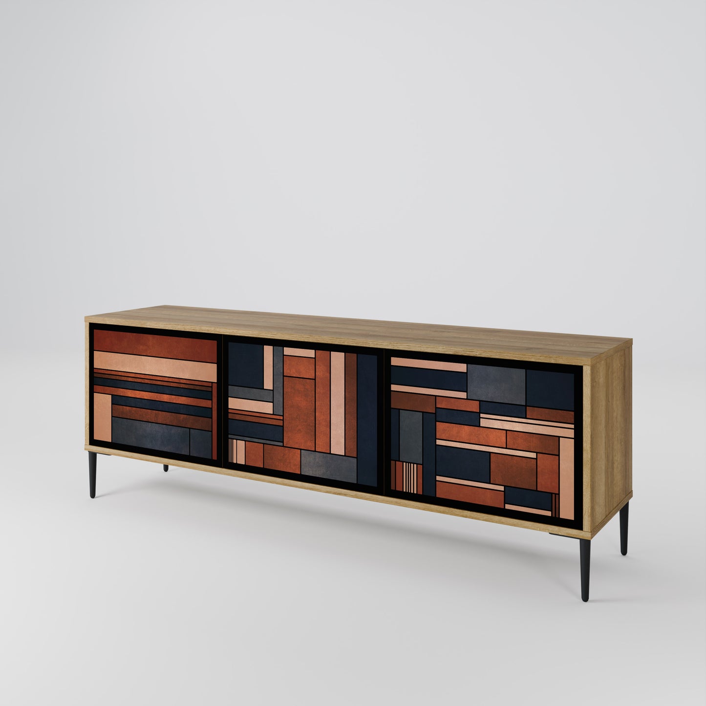 INTREPID FORMATION 3-Door TV Stand in Oak Effect