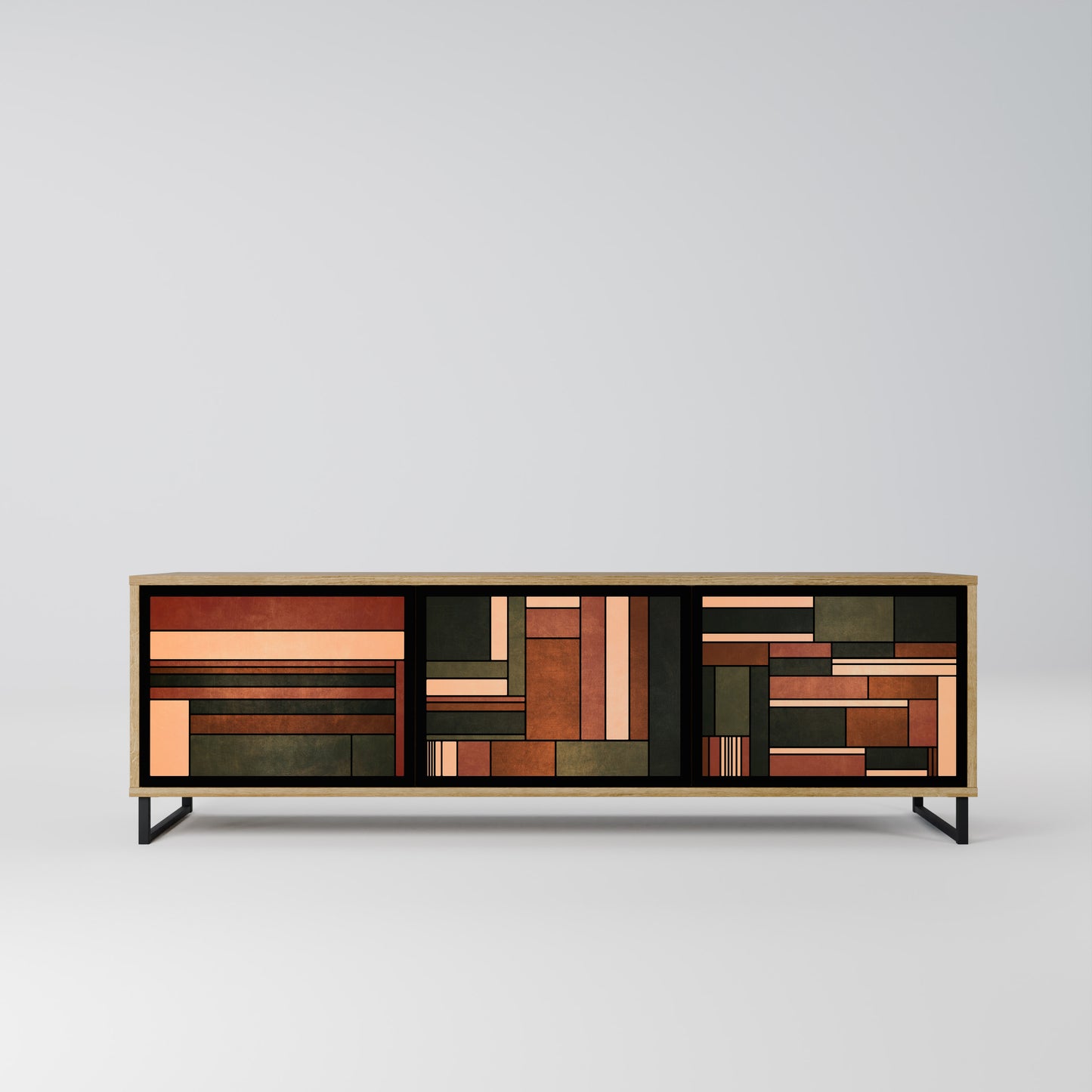 FIGURES OF NATURE 3-Door TV Stand in Oak Effect