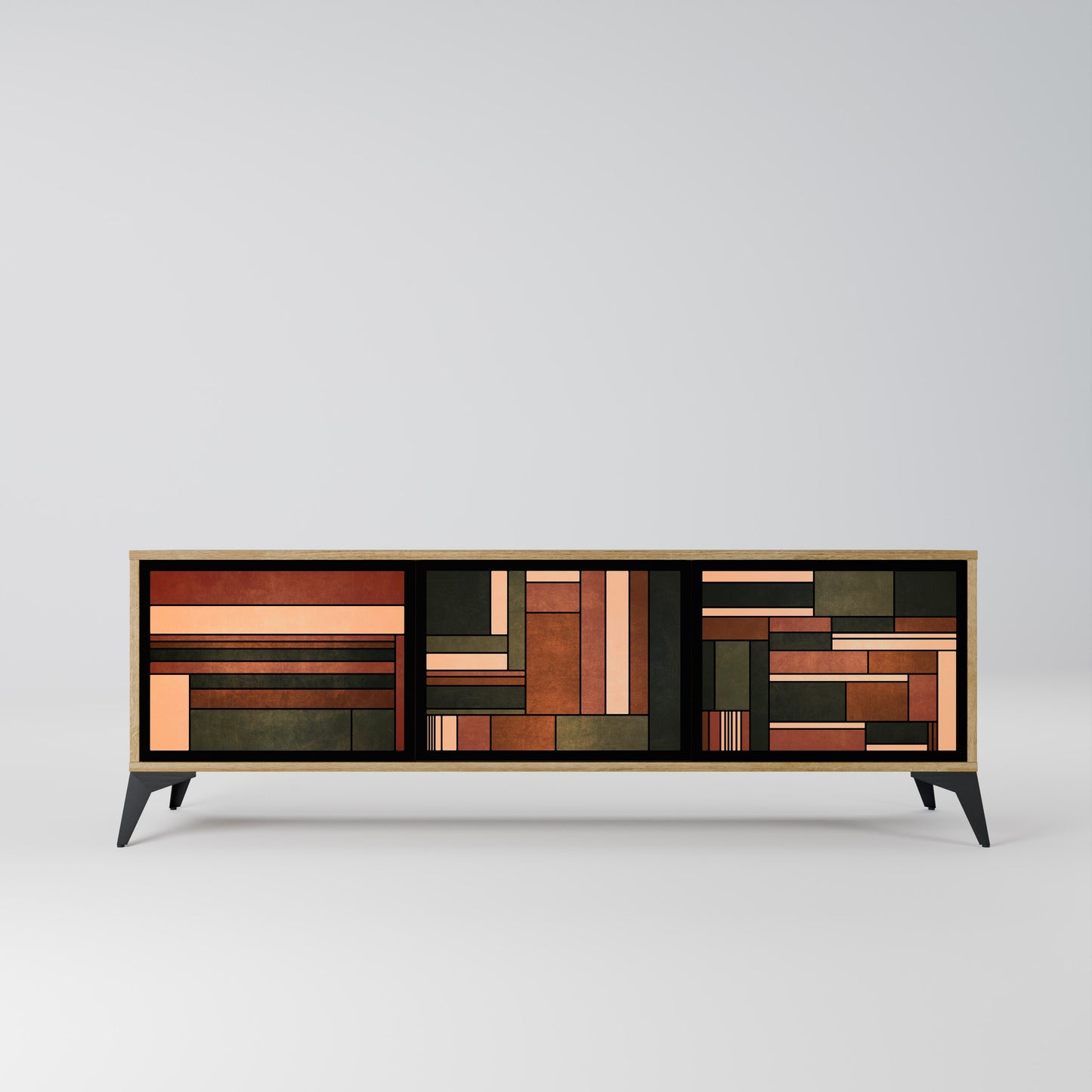FIGURES OF NATURE 3-Door TV Stand in Oak Effect