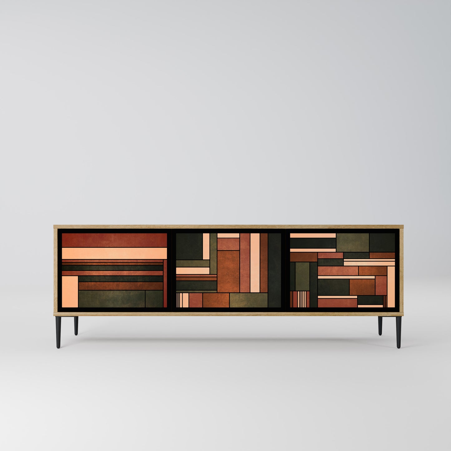 FIGURES OF NATURE 3-Door TV Stand in Oak Effect