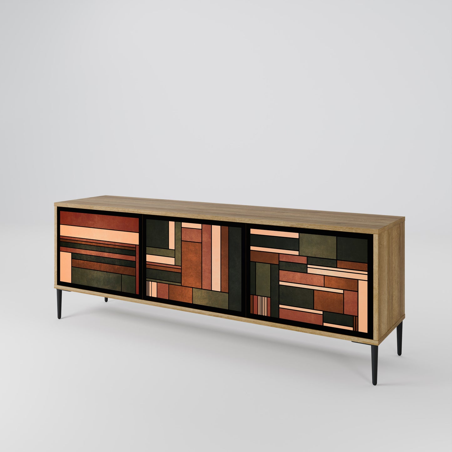 FIGURES OF NATURE 3-Door TV Stand in Oak Effect