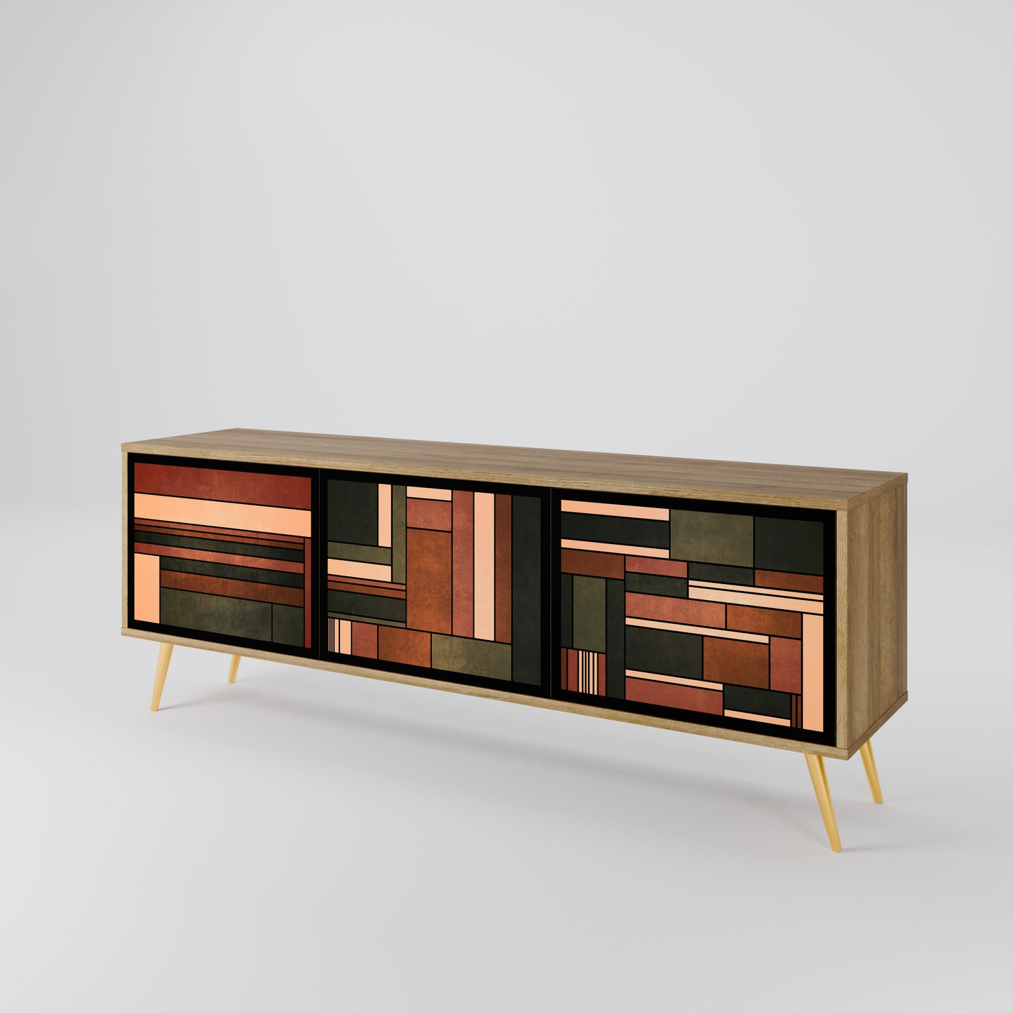 FIGURES OF NATURE 3-Door TV Stand in Oak Effect
