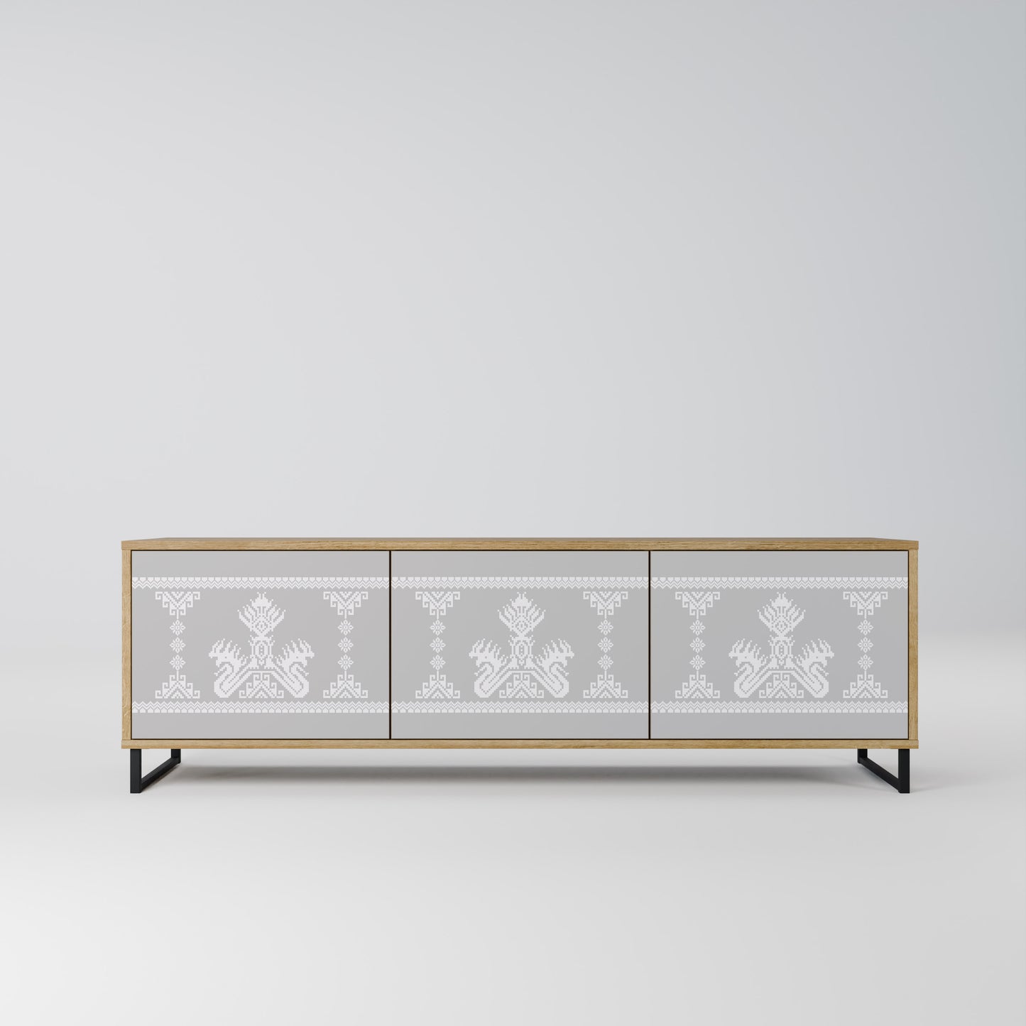 THAI GRAY 3-Door TV Stand in Oak Effect