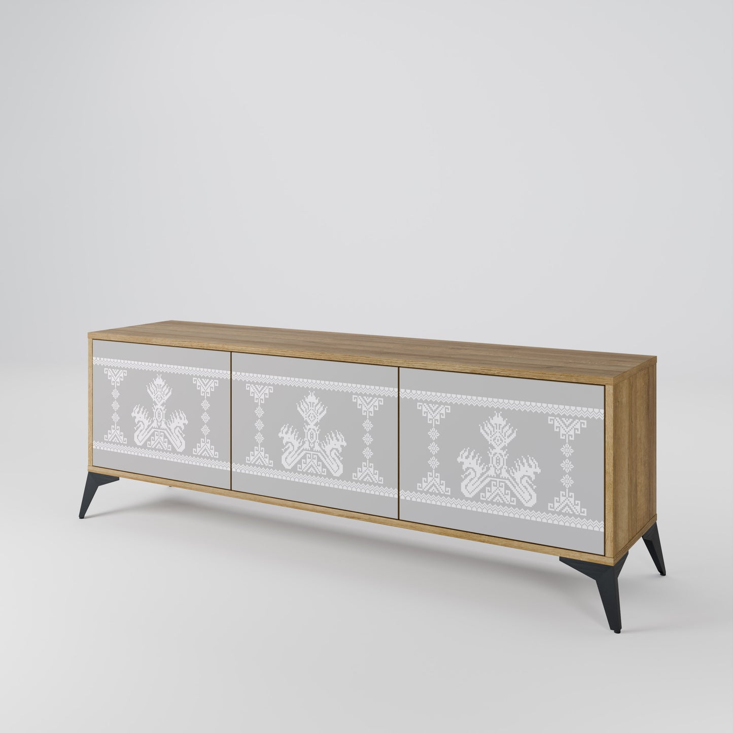 THAI GRAY 3-Door TV Stand in Oak Effect