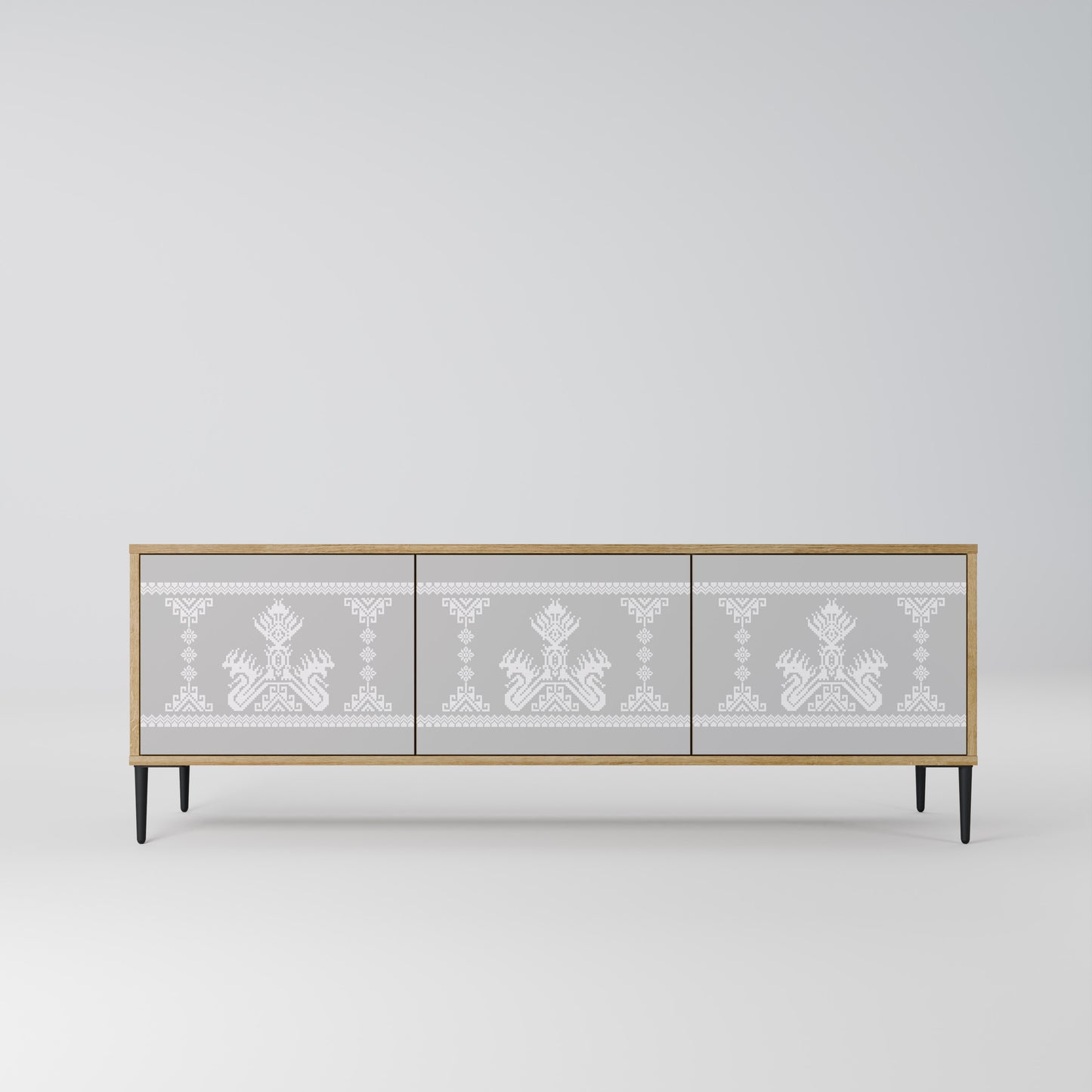 THAI GRAY 3-Door TV Stand in Oak Effect