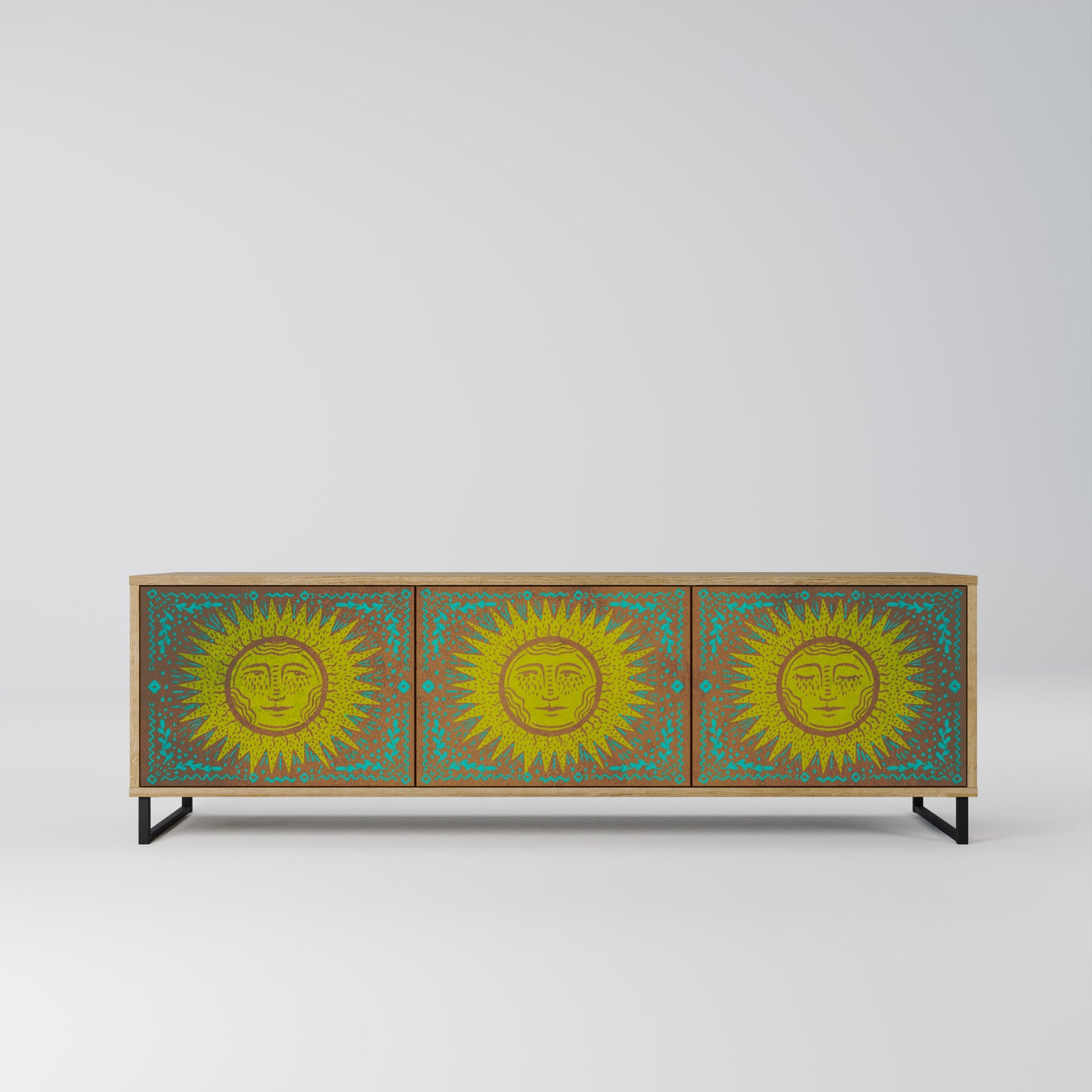 SUNSHINE EULOGY 3-Door TV Stand in Oak Effect