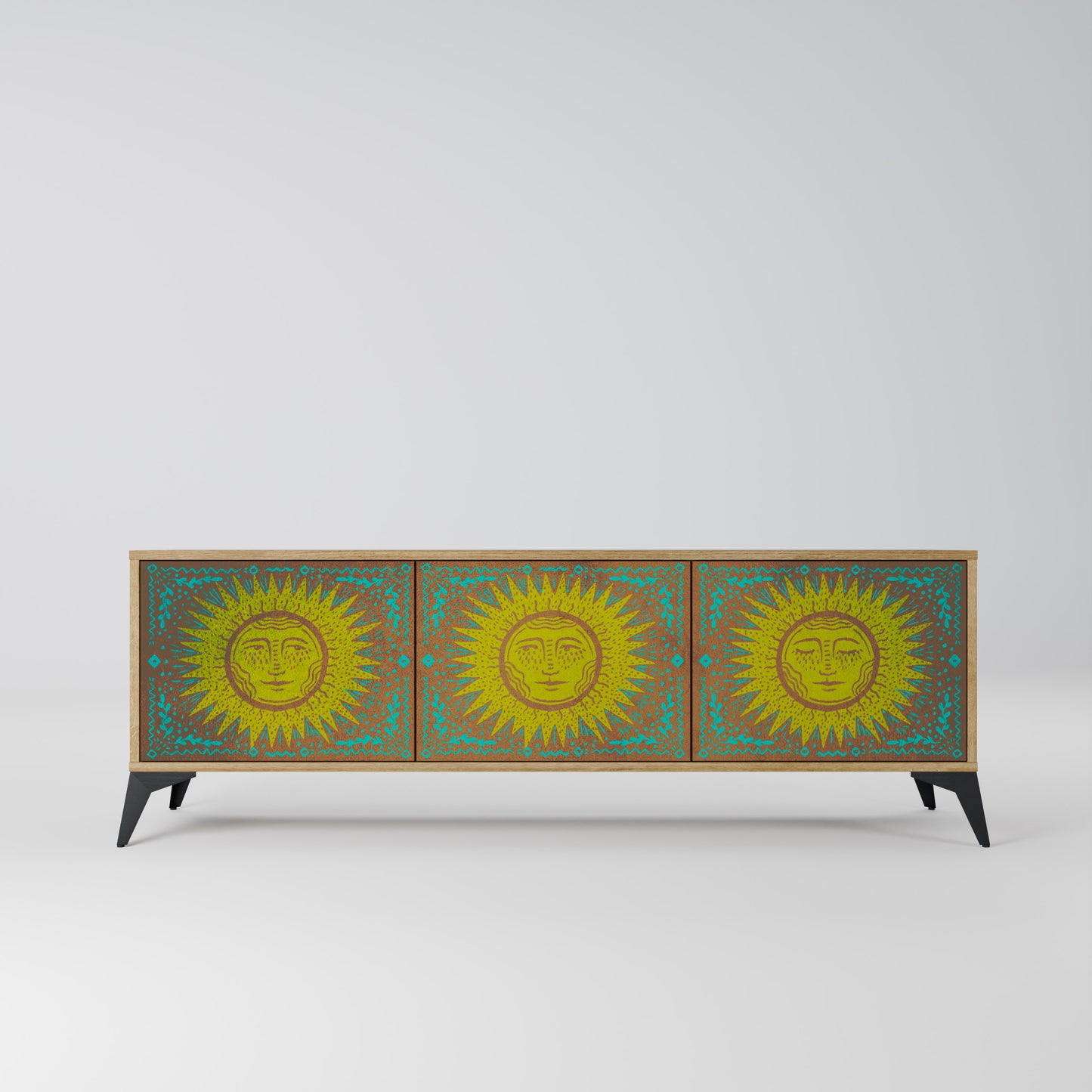 SUNSHINE EULOGY 3-Door TV Stand in Oak Effect