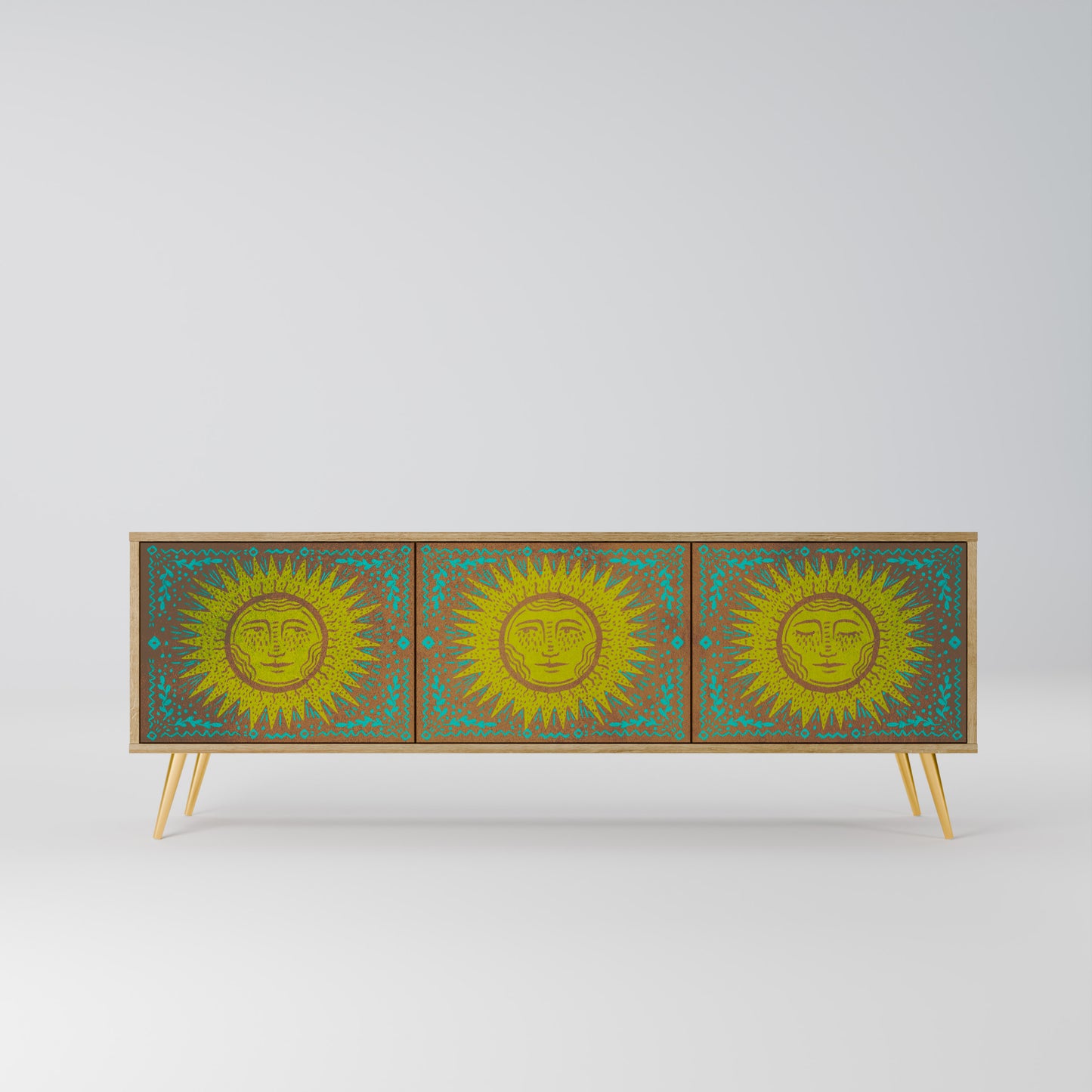 SUNSHINE EULOGY 3-Door TV Stand in Oak Effect