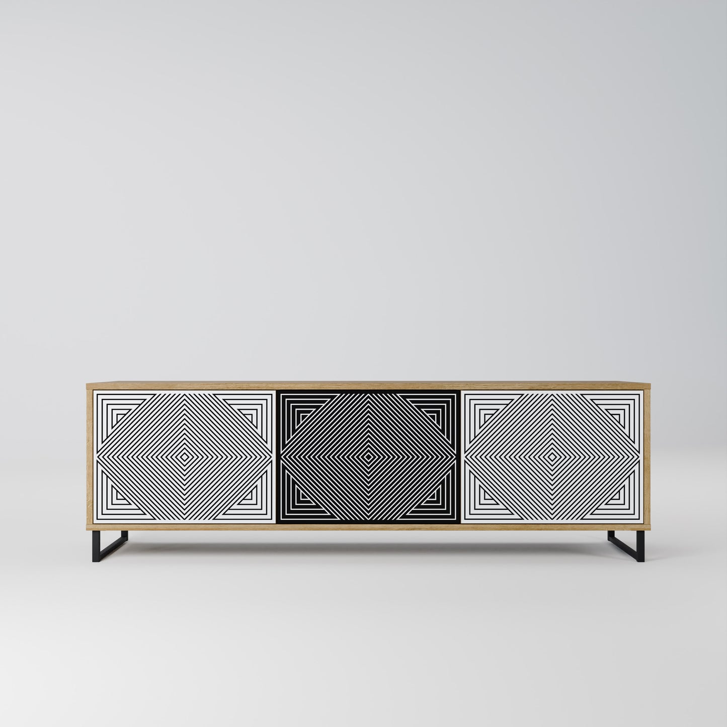 POLYGON ILLUSION 3-Door TV Stand in Oak Effect