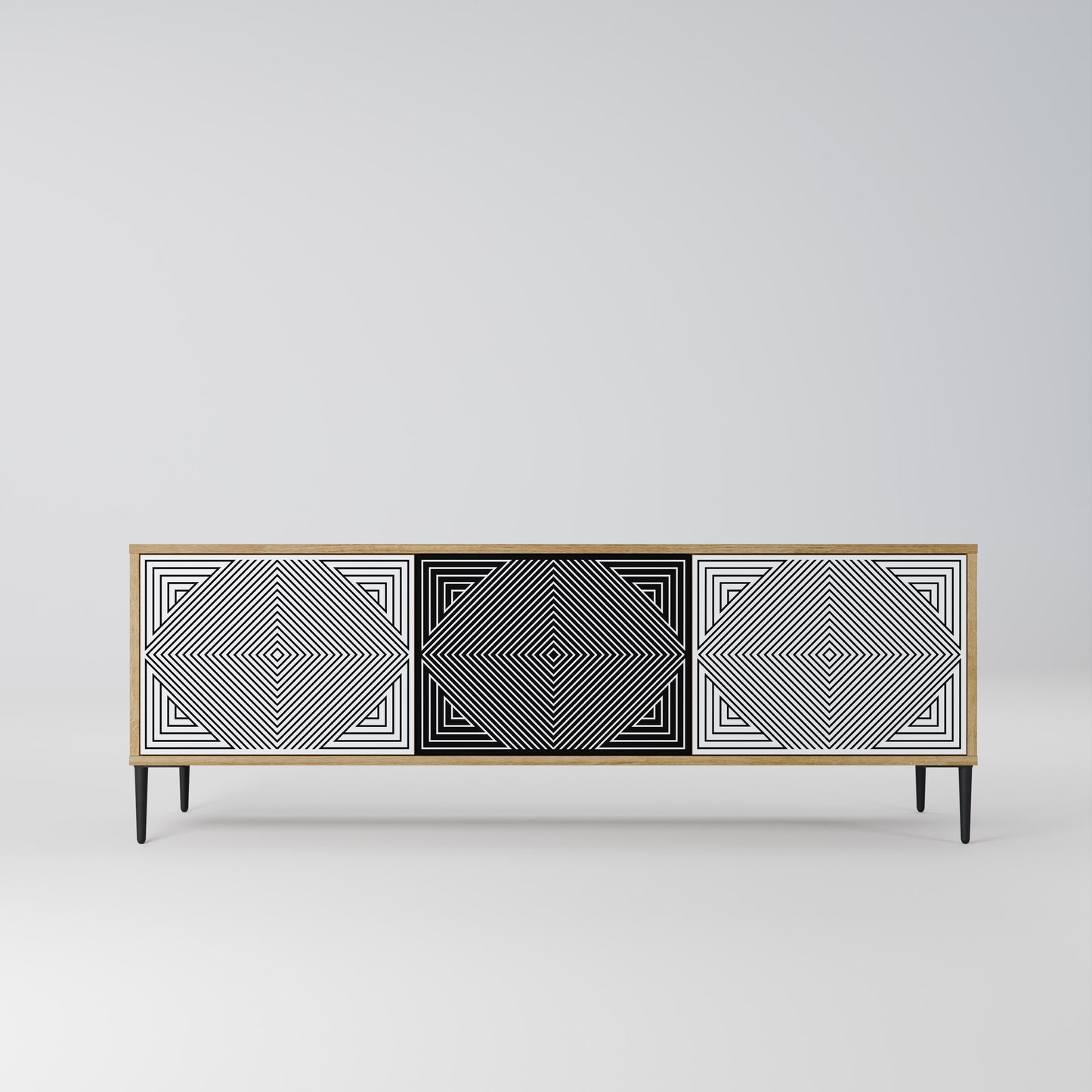 POLYGON ILLUSION 3-Door TV Stand in Oak Effect