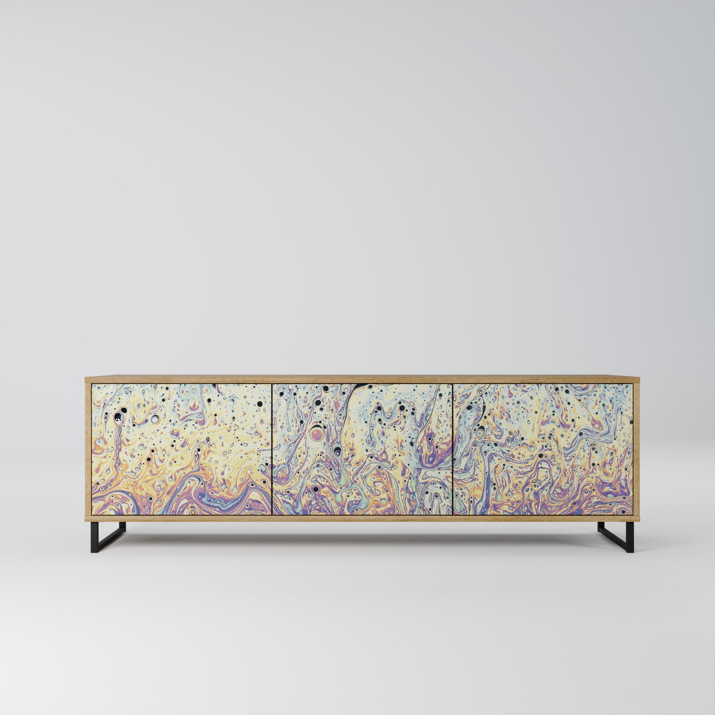 MOSAIC OF COLORS 3-Door TV Stand in Oak Effect